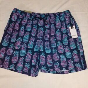 Goodfellow & Co Swim Trunks w Liner Size XL 7" Inseam Purple Blue Pineapple
